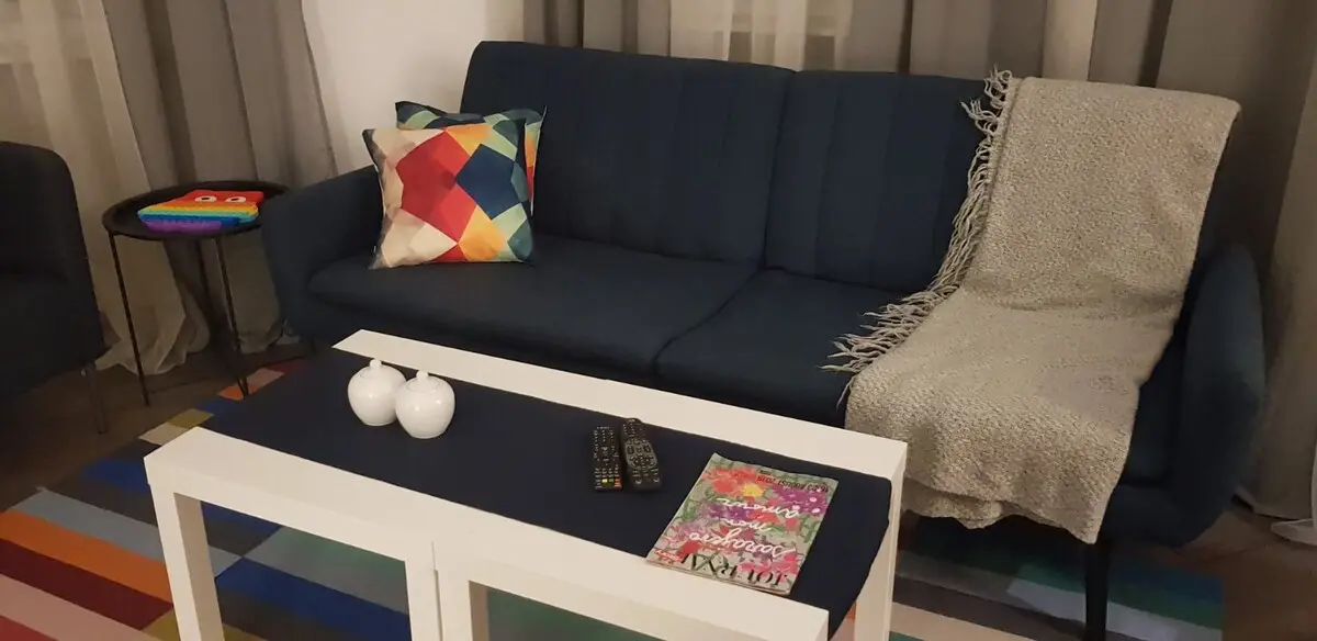 A double bed in the center
