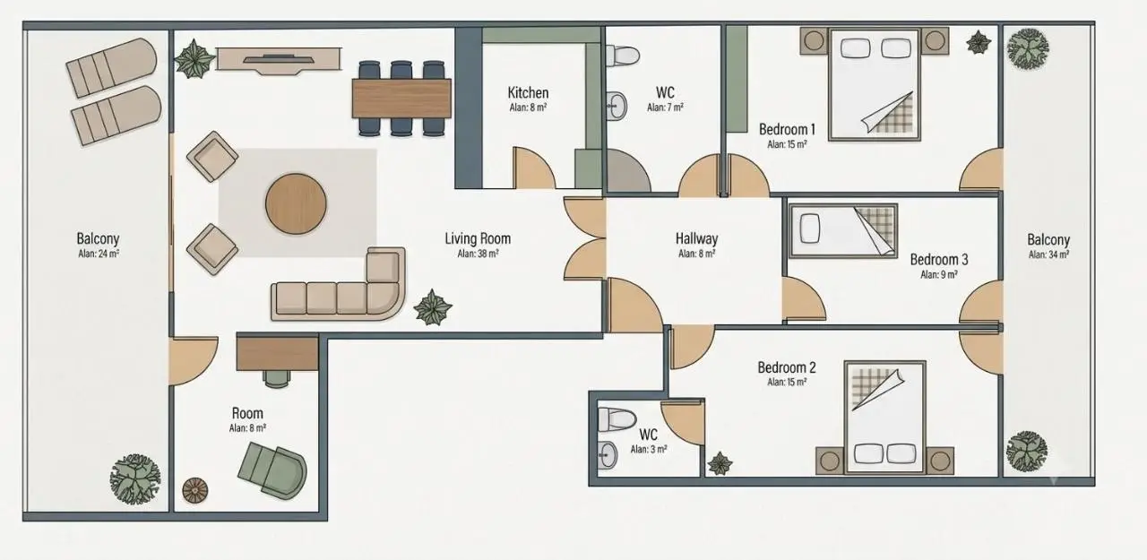 Bosphorus View Oasis 3 BR- 2 BA APARTMENT