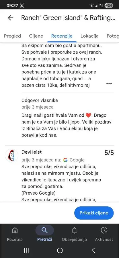 Vikendica, Bazen, Šedrvan, Rafting na Uni, Quad