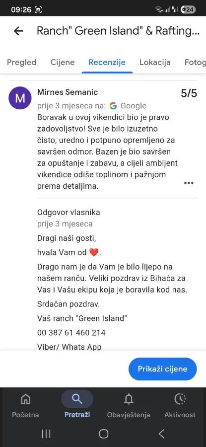 Vikendica, Bazen, Šedrvan, Rafting na Uni, Quad