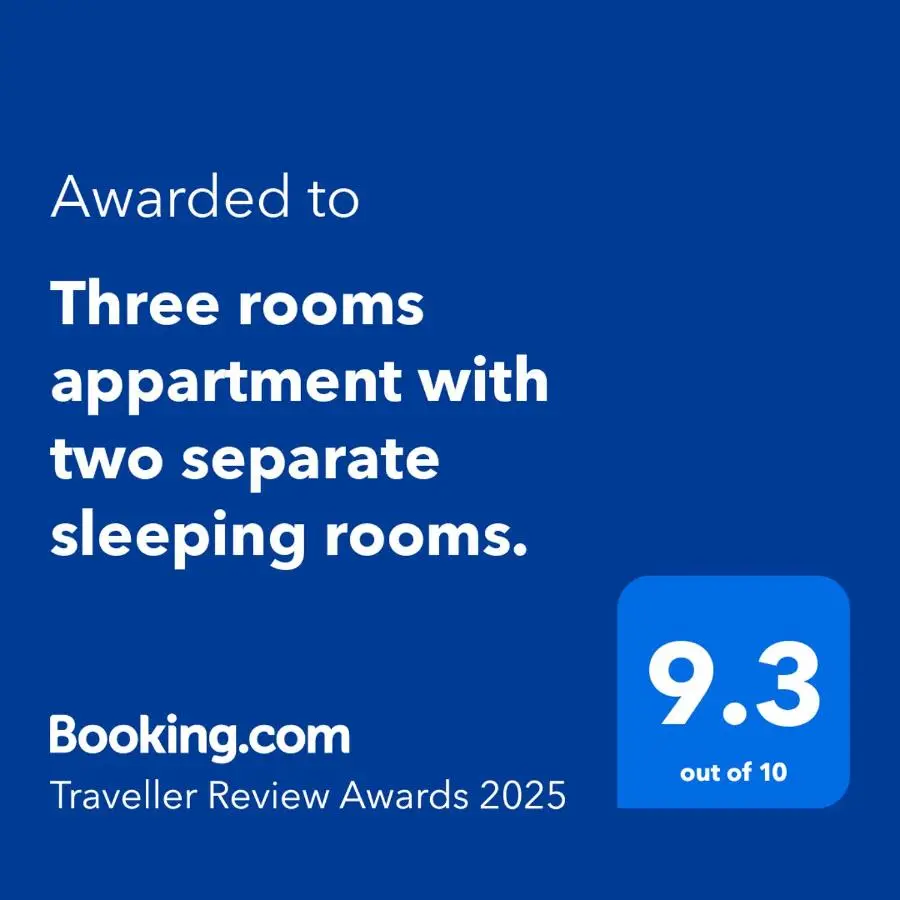 Three rooms appartment with two separate sleeping rooms.