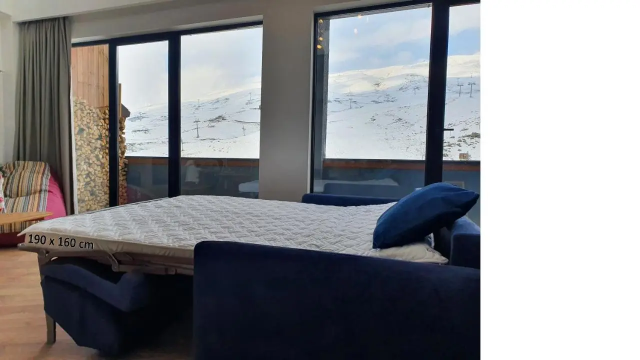 George Snow Apartments in New Gudauri - fireplace, 50m to Gondola lift