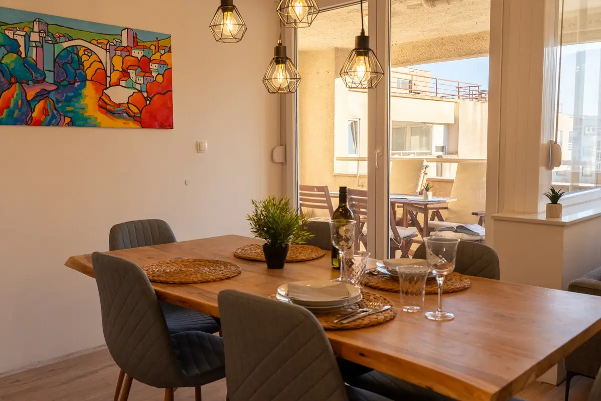 Mostar City Center: Chic Comfort & Mountain View