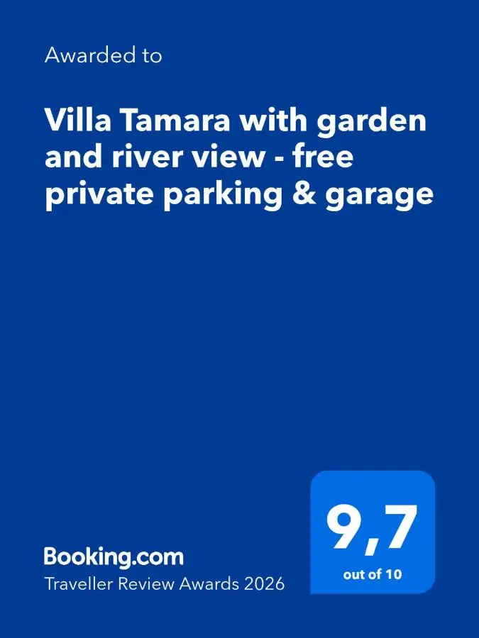 Villa Tamara with garden and river view - free private parking Bicycle & Motorcycle Garage