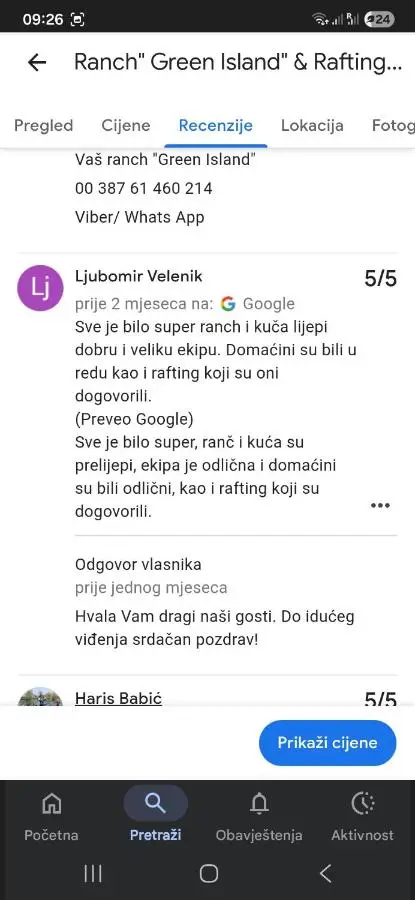 Vikendica, Bazen, Šedrvan, Rafting na Uni, Quad